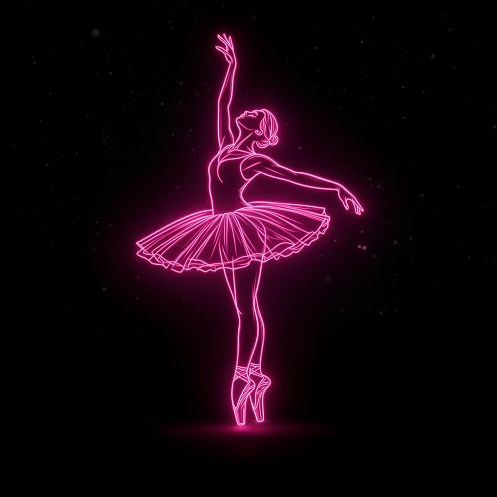 Ballet neon line illustration